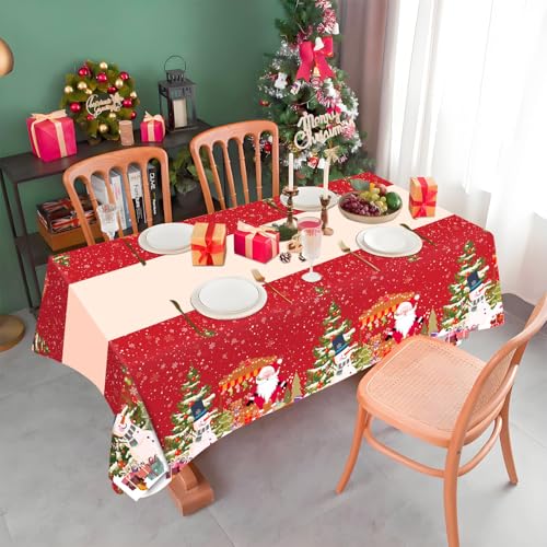 Christmas Tablecloth Disposable 3 Pack – 54 x 108 Inch Red Plastic Christmas Snowman Table Cloth for Rectangle Tables,Xmas Decor Holiday Party Supplies – Image 3