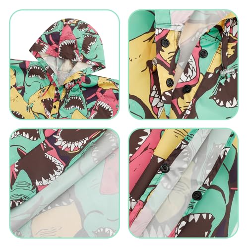 Kids Rain Poncho Cute Reusable Raincoat Light Waterproof Hoodie Jacket for Girls3