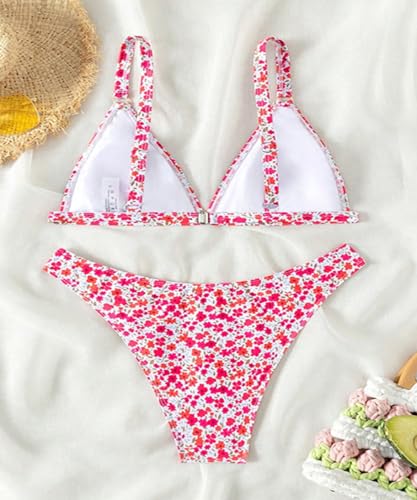 YIMISAN Women's Two Piece Floral Print Swimsuits Triangle Top Sexy Bikini Sets Low Waist Cheeky Bathing Suit4