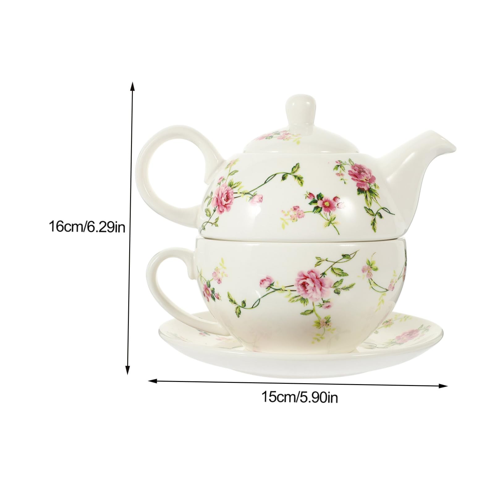 Service à Thé et Tasse en Céramique Blanc, 1 Set, Style Antique