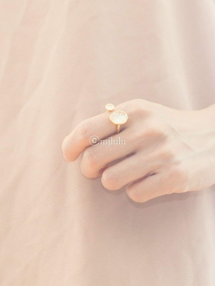 Elegant 14K Gold-Plated Statement Ring with Light Pink Simulated Rose Quartz - Hypoallergenic & Lightweight, Dainty & Simple for Daily Wear - Minimalist Jewelry 5