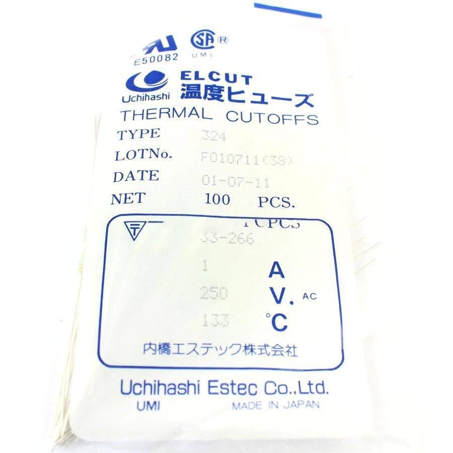 100 Pcs UMI Thermal Fuse Axial Type 324 TF Cutoff 133 Degree 1A 250V