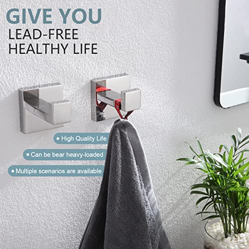 Image of KOKOSIRI Bath Towel Hook Wall Mount Square Robe Hook Coat Hook, Bathroom Kitchen Garage Heavy Duty Wall Mounted, SUS 304 Stainless Steel, Polished Chrome, B1010CH-P2