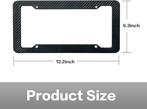 Miniatura 5 de Paquete de 2 marcos para matrícula, marco de matrícula de fibra de carbono, cubierta de etiqueta de automóvil para parte delantera y trasera con