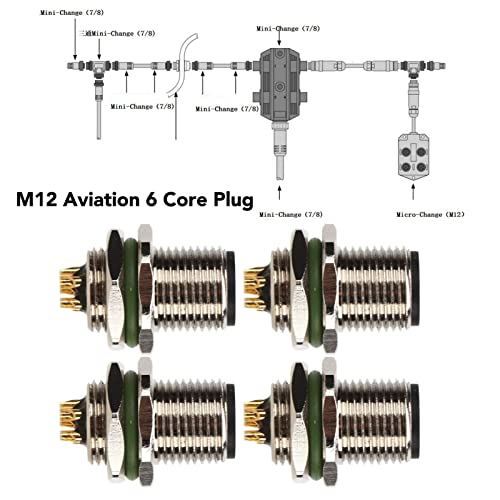 Conector eletrônico de aviação, conector de plugue de aviação M12 6 pinos desempenho estável antiexp