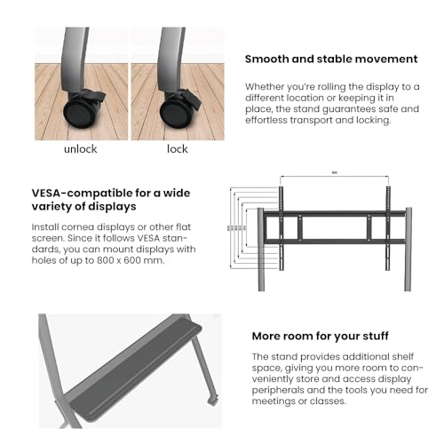 Image of 75 Inche 4K UHD Touch Screen LED TV UltraTouch Display Interactive Flat Panel with Monitor 3840x2160 Pixel 8GB 128GB with Display Stand Heavy Duty Adjustment Floor TV Trolley with Bracket.