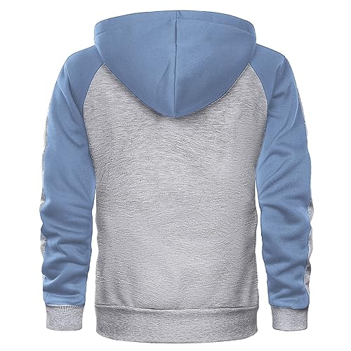 AOTORR Men's Zip Up Hoodie Color Block Long Sleeve Casual Sweatshirt with Pocket2