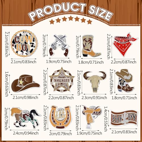 60 Pcs Western Lapel Enamel Pins Bulk Cowboy Cowgirl Hat Pins Western VBS Decorations Party Favors for Clothing Bag Hat Decor Jewelry Gift3