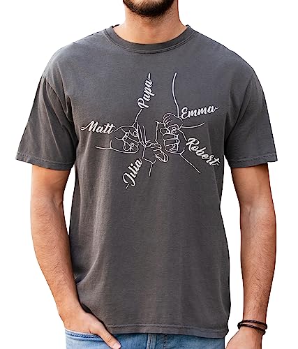 Personalized Dad Shirt Holding Father Finger Shirts Kids Hold Grandpa Hand Shirt Grandkids with Kid-Name