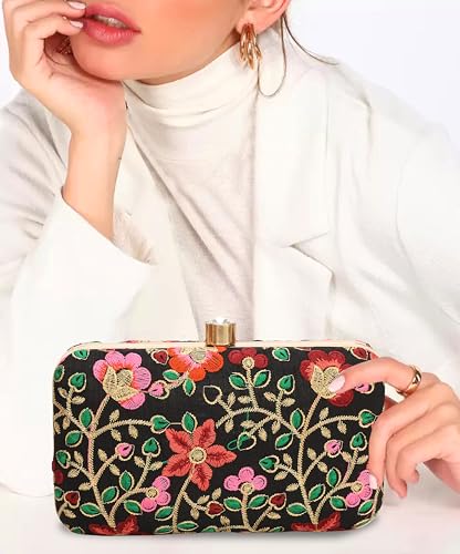 Image of LONGING TO BUY Hand Crafted Designer Box Clutch - Zari Embroidery For Women