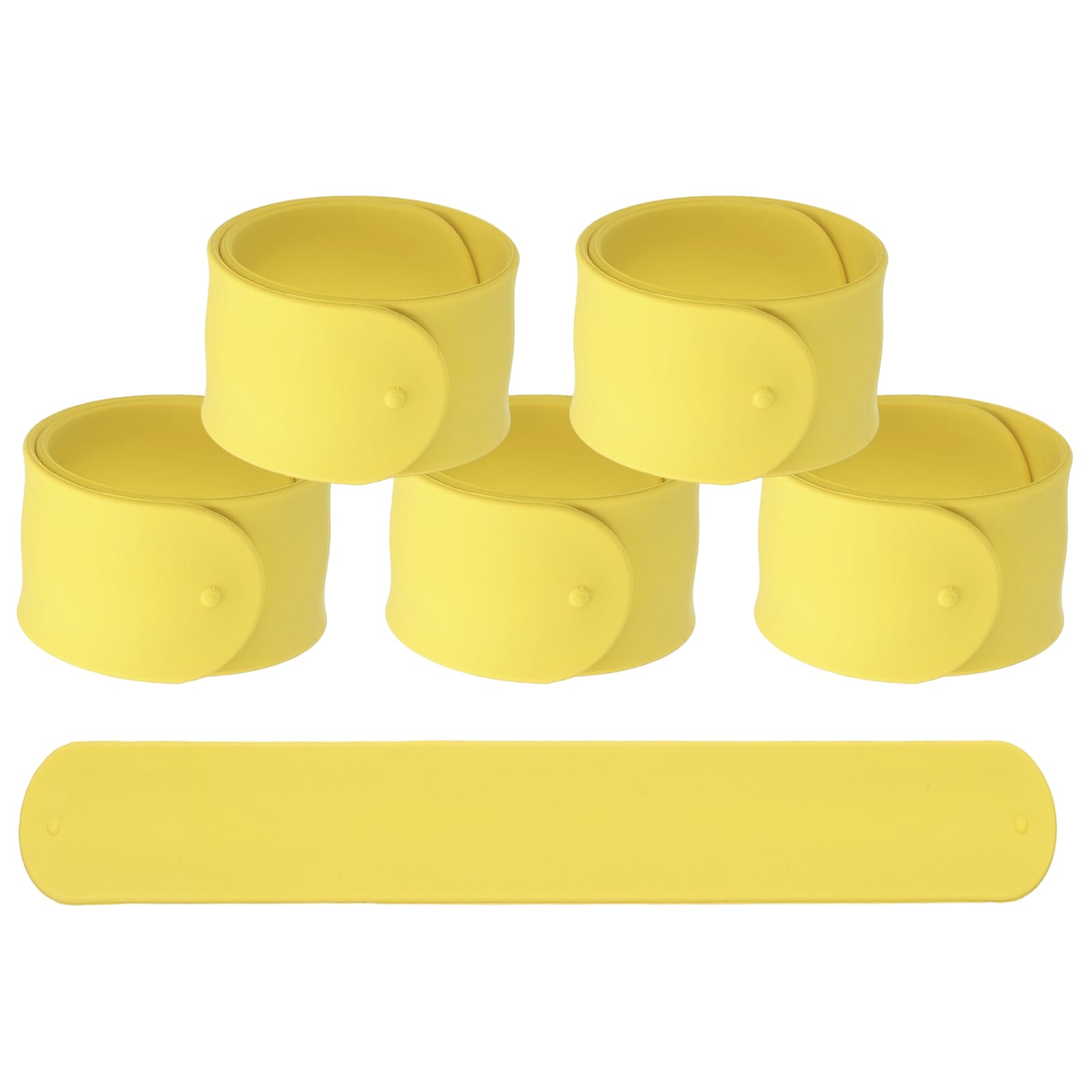 YELARXI Slap Bracelets, Silicone Charm Bracelets Snap Band - 6Pcs Fitting for (Birthday Holiday Exchanging Gifts Party Favors Crafts Project DIY Prizes) 8.5" & Yellow