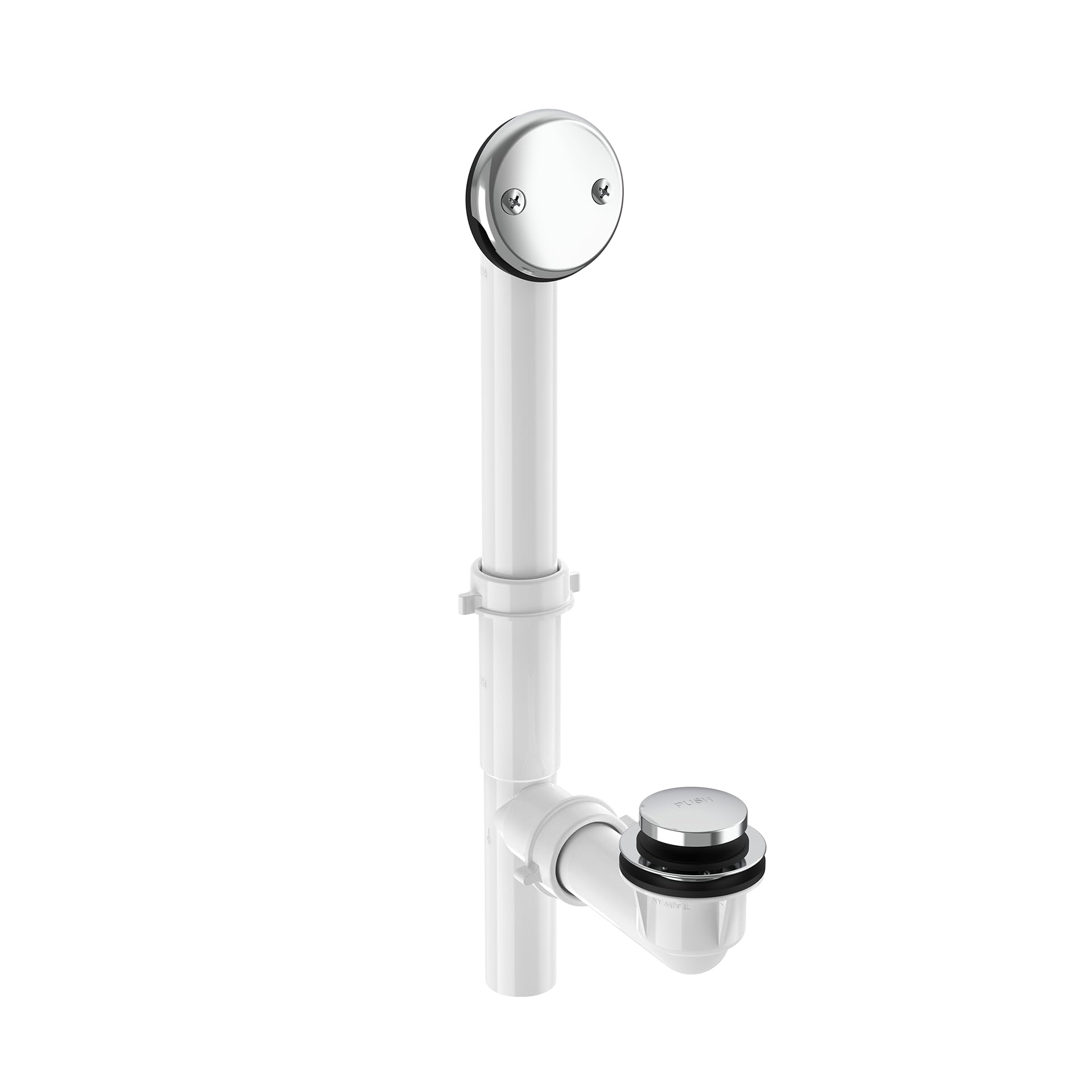 Badewannenablauf-Set, 3,8 cm, weiß, röhrenförmig, mit Spitze und Zehen, Badewannen-Ablaufstopfen, Touch-Toe-Wannen-Abfluss und Überlauf, mit Stöpsel und Badewannen-Überlaufabdeckung