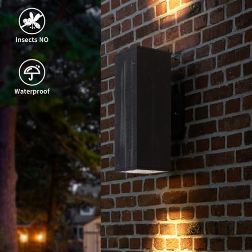 Image of mirrea 14 inch Modern Outdoor Porch Light in 2 Lights, Matte Black, 1 Pack