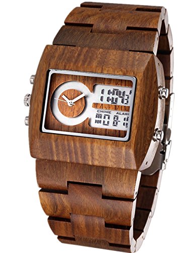 Reloj de pulsera artesanal para hombre de madera de sándalo 100u00a0% natural