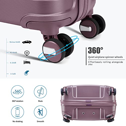 Somago 20In Carry On Luggage And 14In Mini Cosmetic Cases Travel Set Hardside Luggage With Spinner Wheels Lightweight Polypropylene Suitcase With Tsa Lock (2-Piece Set (14/20), Elegant Purple) #TOP3
