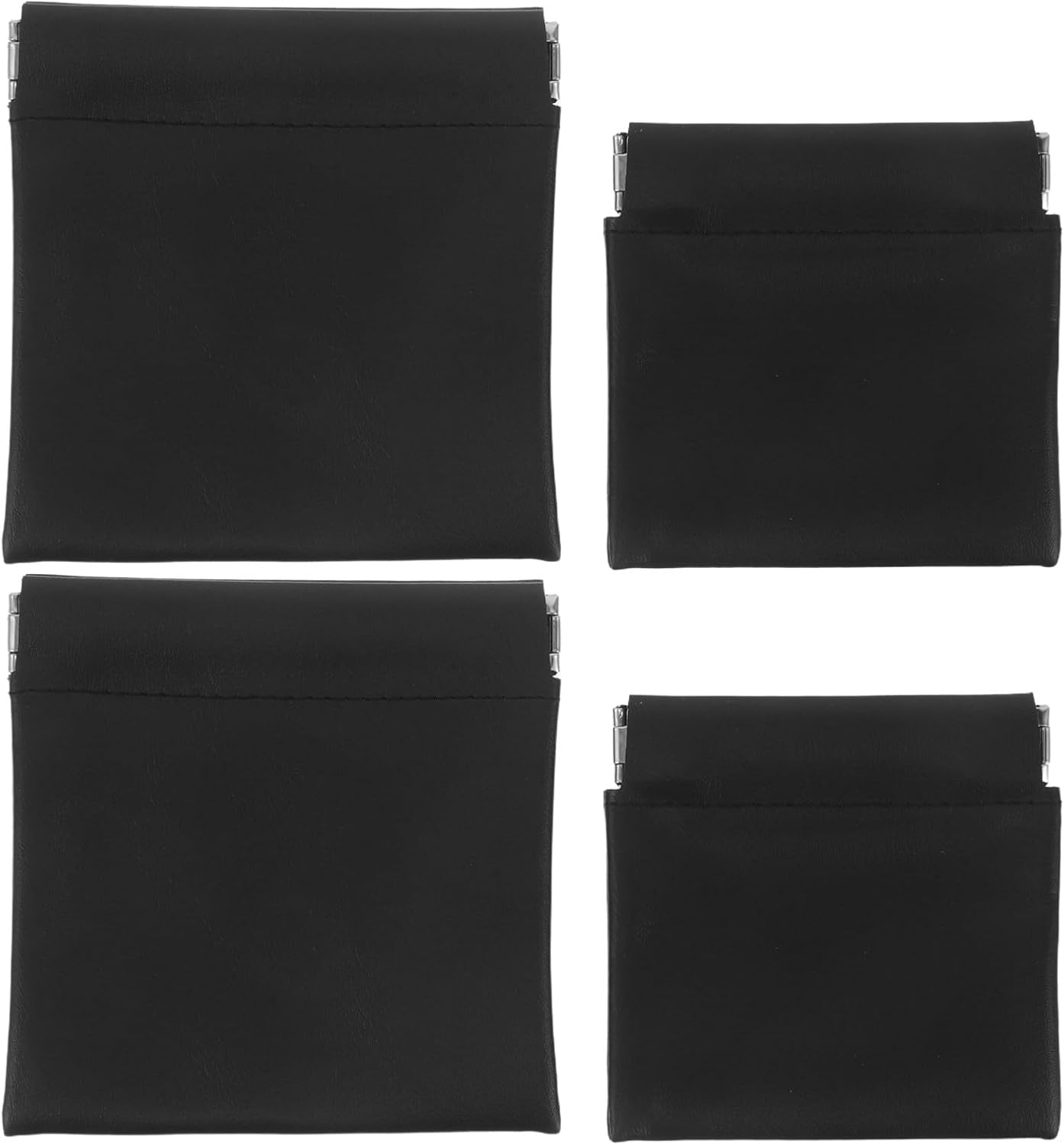YARNOW 4pcs PU Leather Organizer Pouch: Self Locking Cosmetic Bags - Mini Makeup Storage Purse Organizer for Jewelry Lipstick Coin
