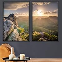 2 Piece Framed Canvas Wall Art Sunset in The Mountains Canvas Prints Home Artwork Decoration for Living Room,Bedroom - 16