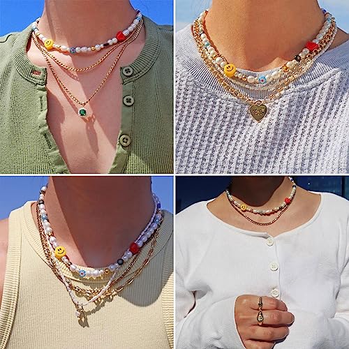 Natural Freshwater Pearl Fun Flirty Beaded Choker Necklace Handmade Summer Boho Jewlery Gifts for Women Teen3