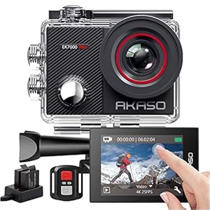 AKASO Action Cam 4K 20MP WiFi, Touch Screen, Telecomando, Angolo Variabile, Action Camera Subacquea, Fotocamera Subacquea 40M con 2 Batterie 1050mAh x2 e Kit di Accessori (EK7000 Pro)