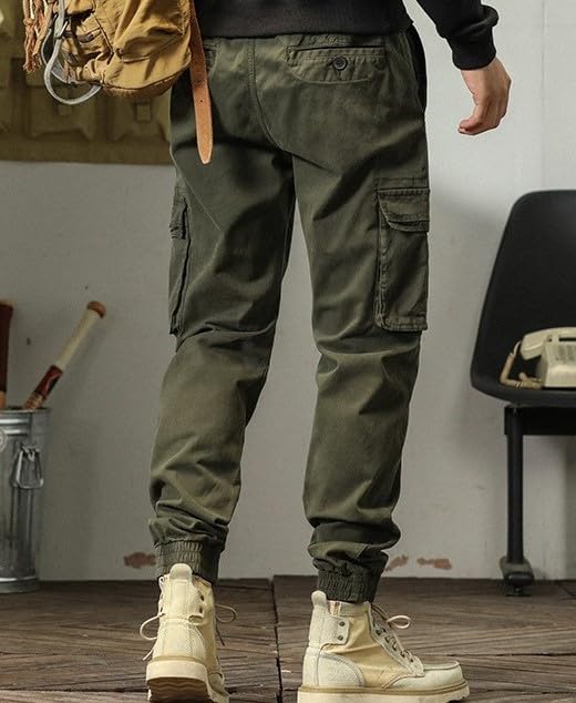 Image of Men's Cotton Cargo Pants Multi-Pocket,Comfortable Work Pants, Durable Trousers & Everyday Wear-CP-031