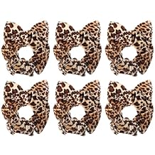 Leopard Print Hair Ties 6pcs Ponytail Holders for Women Thick Hair Bands for Daily Use and Sports