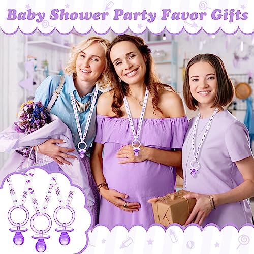 Image of Tigeen 36 Pcs Shower Party Pacifiers Necklace Acrylic Pacifiers Favors Plastic Charm for Shower Party Decorations Table Scatter, Girl Style(Purple, White)