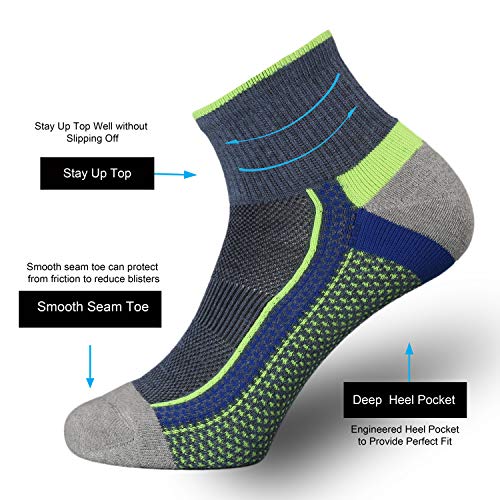 ONKE Men's Mesh Ventilating Comfort Fit Performance Moisture Wicking Breathable Training Running Low Cut Socks(DenimGreen M)