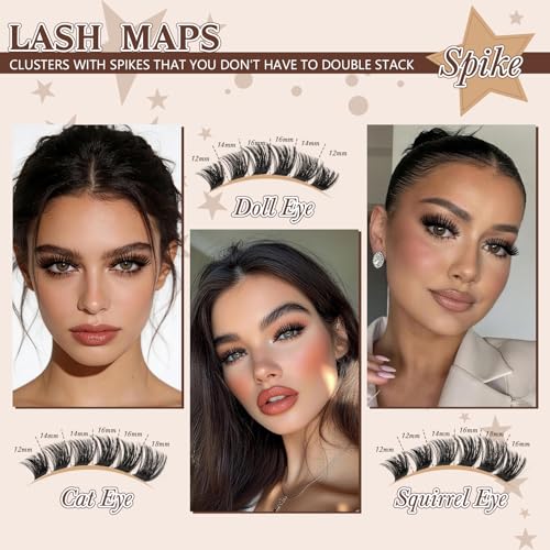 JMS&JMS Fluffy Lash Clusters 300D with Bottom Fairy Lashes, Volume Eyelash Clusters 12-20mm, D Curl Eyelash Extension, Supersoft Individual Lashes Wispy Cluster Lashes Dramatic Full Look Eyelash — view 6