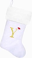 Vista 163 de Medias de Navidad de Terciopelo Rojo de 20 Pulgadas con Puño de Felpa Súper Suave Blanco con Monograma, Medias de Navidad Personalizadas Bordadas