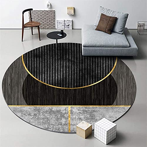 Tapis rond à géométrie moderne antidérapant et lavable pour chaise et salon