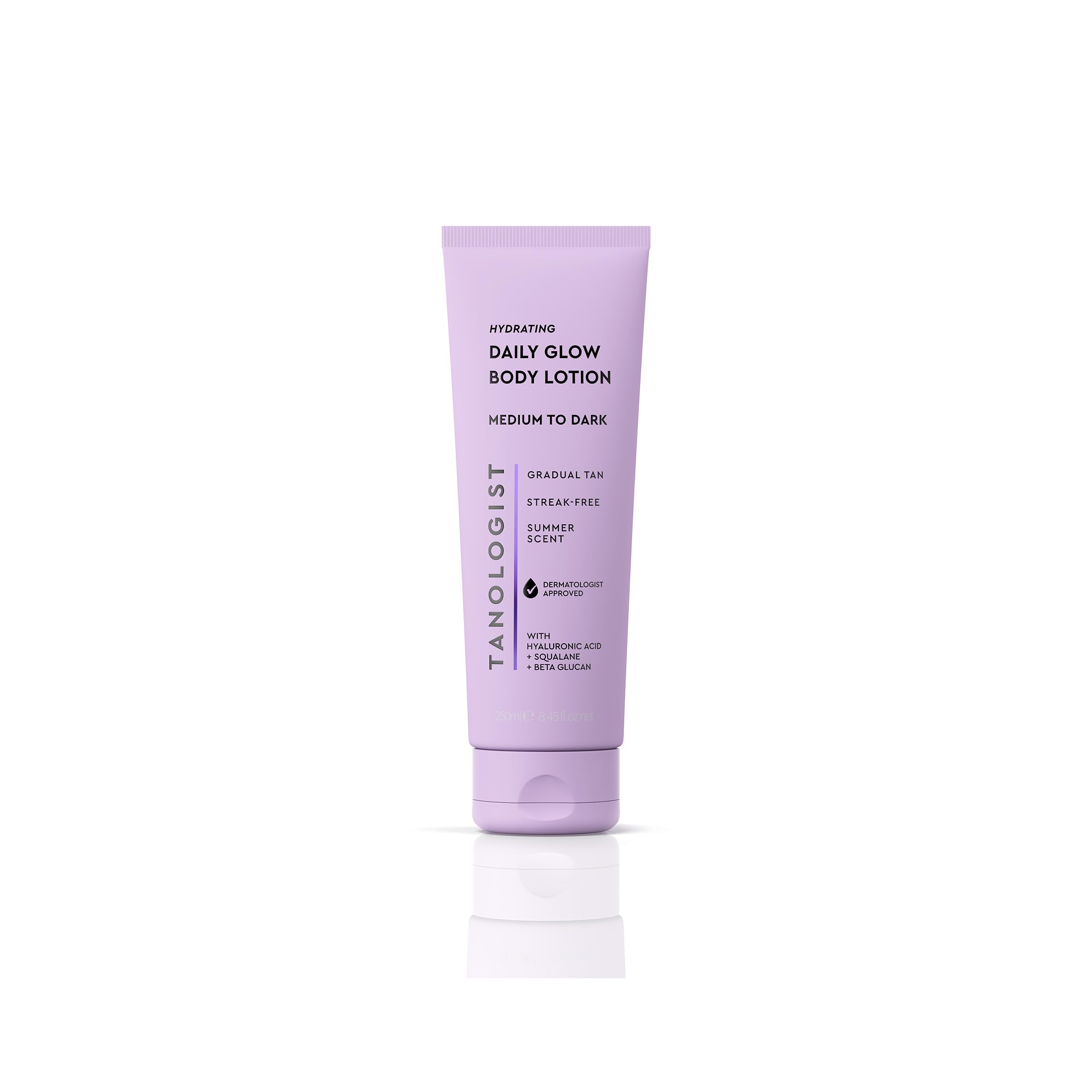 Tanologist Hydrating Daily Glow Body Lotion- Medium/Dark, Gradual Tanning Lotion, No Fake Tan Smell, Streak-Free & Natural Looking Self Tanner, Moisturizing, Vegan, 8.45 fl. oz/250 ml Tube
