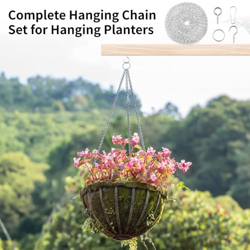 Image of 468 Inches Silver Hanging Chains, Picture Hanging Chain with S Hooks, Hanging Hooks, Buckles, Rings and Screw Hooks, Decorative Chain with Adjustable Length for Hanging Plants, Photos, Bird Feeder
