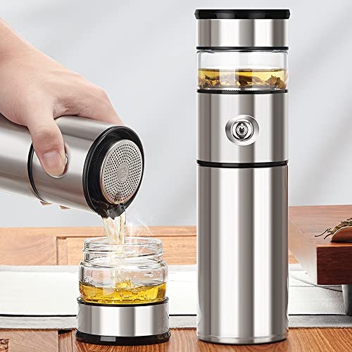 Seasd Glass Tea Cup 316 Stainless Steel Thermos Water Bottle For Car Travel Vacuum Flasks Thermoses With Infuser #TOP2