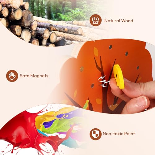 Image of Pumpkin Picking Magnetic Tree Toy, Montessori Toys for 3 4 5 6 Year Old Kid