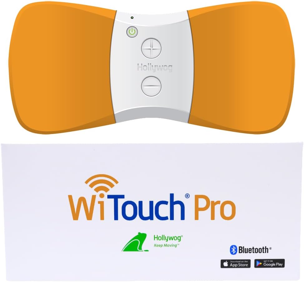 Hollywog WiTouch Pro TENS Unit for Back Pain Relief & Recovery, Wireless, Wearable, Made in USA, Gel Pads Included