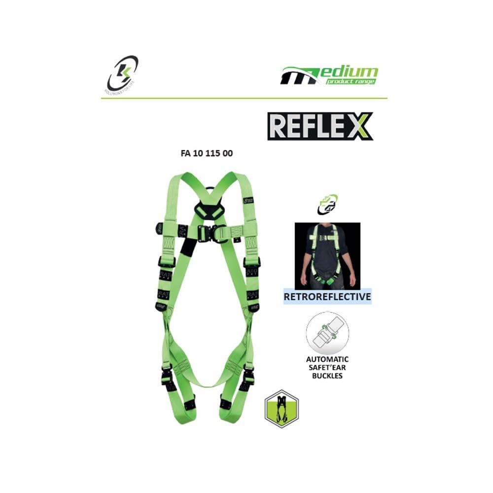 KRATOS SAFETY - REFLEX 4 - Imbracatura anticaduta a 2 punti di aggancio con cinghia ad alta visibilità (taglia unica)