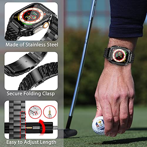 Image of MioHHR Stainless Steel Band and Case Compatible with Apple Watch Band 49mm