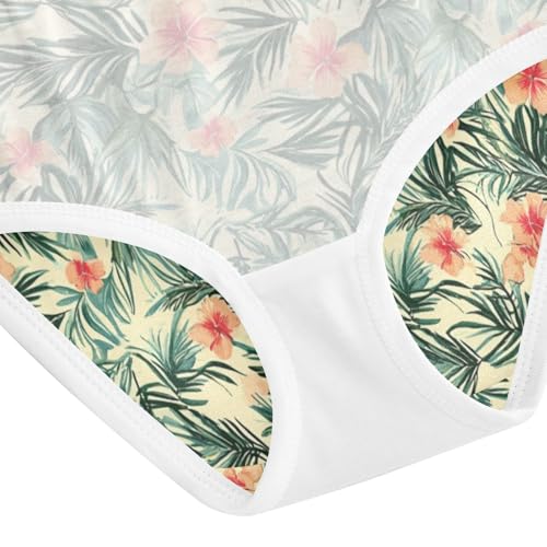 ZZKKO Fusang Flower Tropical Leaf Girls Underwear Toddler Panties for Girls Comfort Brief Size 2-8T4