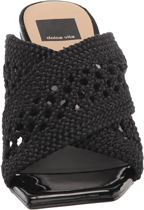Dolce Vita Patch Vanilla Woven Slip On Squared Open Toe Block Heeled Sandals2