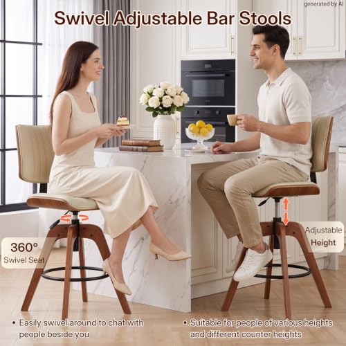 Image of Counter Height Stools set Of 4, Adjustable Mid Century Kitchen Bar Stools