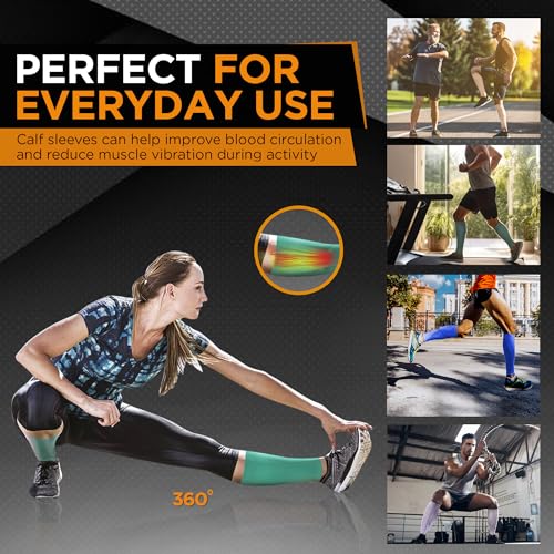 Image of Premium Calf Compression Sleeve 1 Pair 20-30mmHg Strong Calf Support Fashionable COLORS Graduated Pressure for Sports Running Muscle Recovery Shin Splints Varicose Veins Doc Miller (Teal, XX-Large)