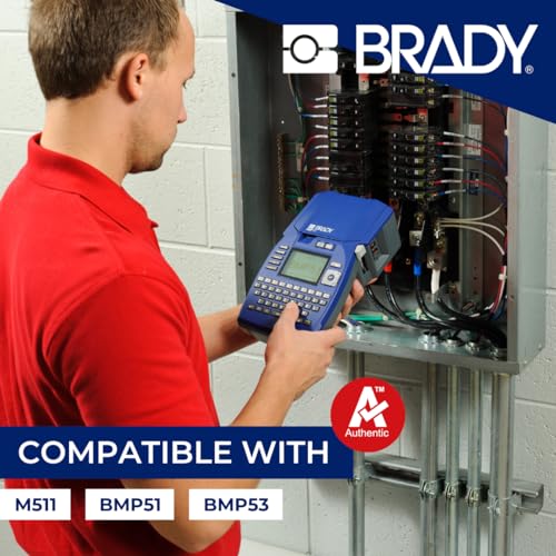 Image of Brady Self-Laminating Vinyl Pre-Sized Labels for Label Printer BMP51 /BMP53 /M511-40 Self Adhesive Printer Labels - Black on White, Transparent (38,10 mm (W) x 152,40 mm (H)) - M5-34-427
