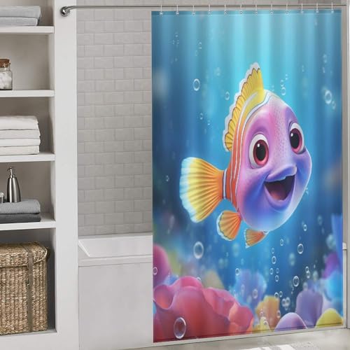 Rideau de douche poisson anti éclaboussures lavable en machine - 2