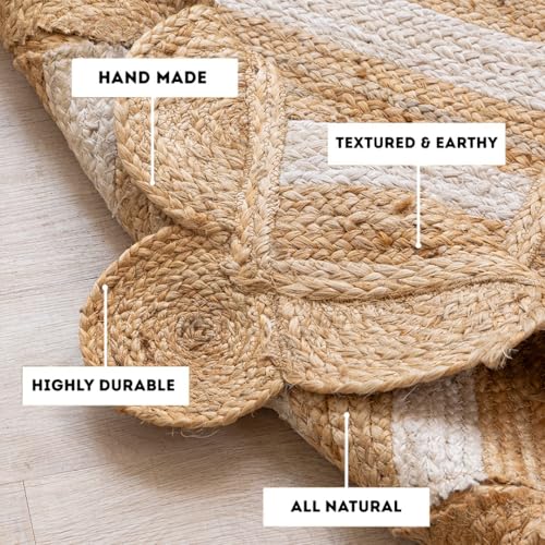 Tapete HOMEMONDE de yute natural 5'x8' hecho a mano miniatura 3