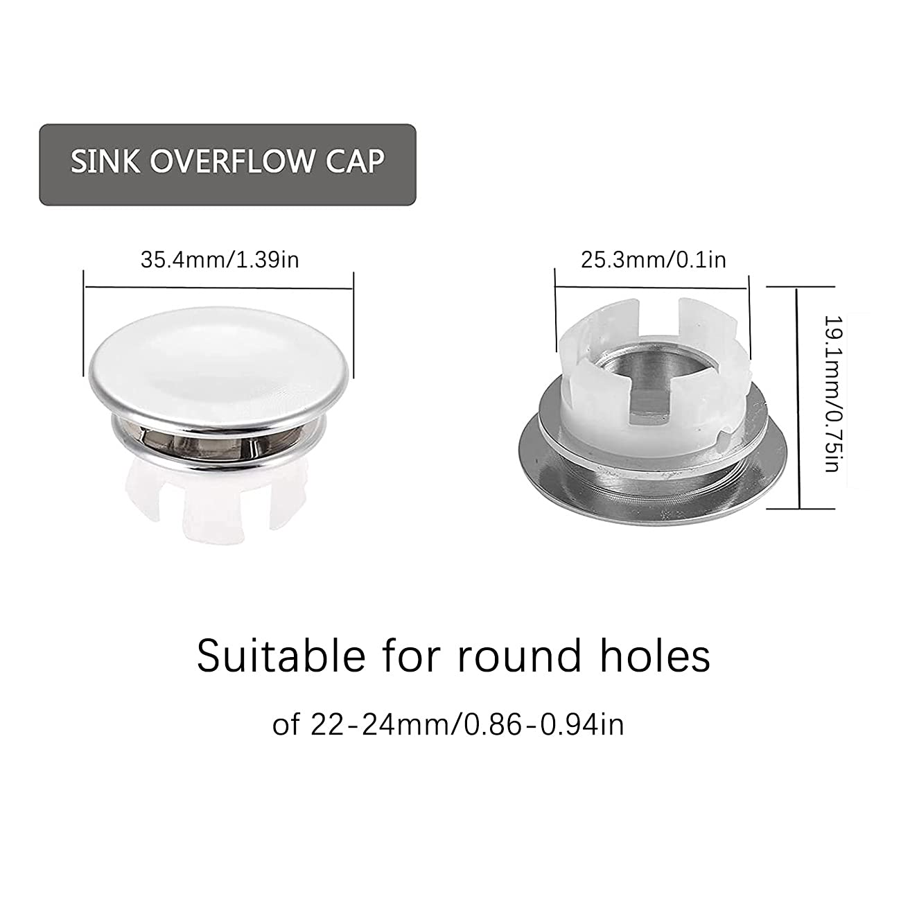 Anelli Di Troppopieno Per Lavello - 10 Pezzi, Argento, Per Fori Da 22-24mm, Facili Da Installare - Foto 4