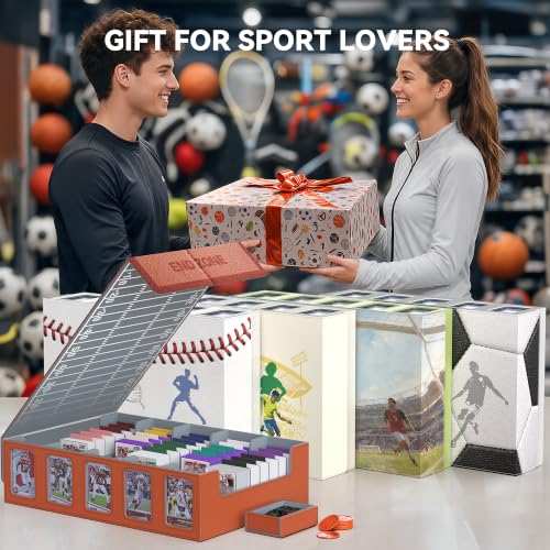 Image of Kabinka Football Card Storage Box with Window Display, 5-Row Sport Card Storage Box, 3900+ Card Deck Box for Football Sports Card TCG, 5 Top Loaders, 5 Stoppers, 48 Dividers, 1 Dice Tray(Football 1)