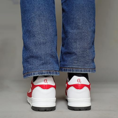Image of O2 FUZE Men Sneakers Shoes - Breathable & Lightweight Men's Sneakers - Comfortable for Daily Use - Anti Skid Technology - Made with PU Leather & White Mesh - TPR Soles