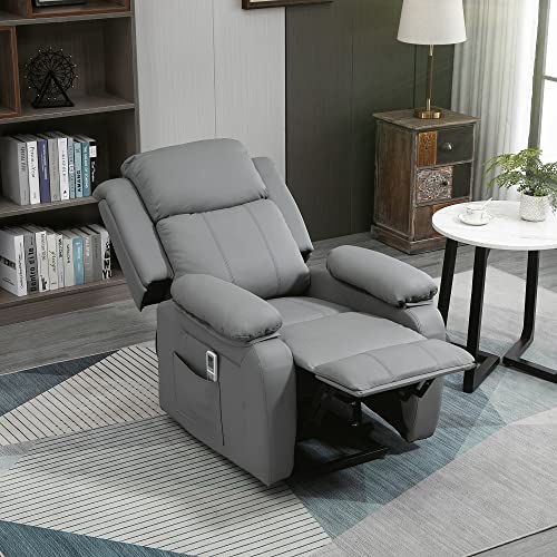 HOMCOM Electric Power Lift Recliner Chair Vibration Massage Reclining Chair with Remote Control and Side Pocket, Grey HOMCOM Electric Power Lift Recliner Chair Vibration Massage Reclining Chair with Remote Control and Side Pocket, Grey