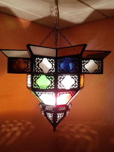Orientalische Lampe Pendelleuchte Bunt Noha 43cm E27 Lampenfassung | Marokkanische Design Hängeleuchte Leuchte aus… – Bild 3