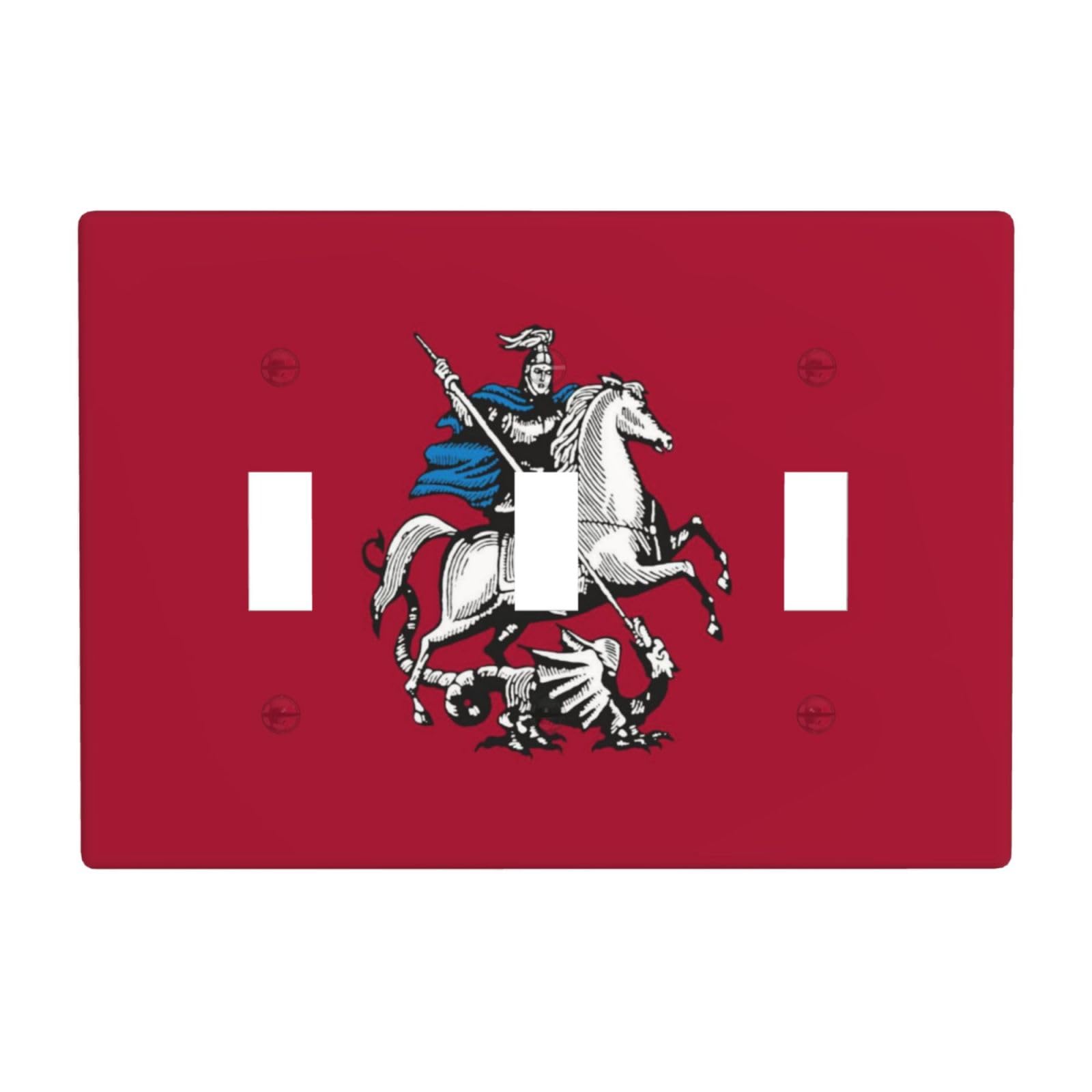 Moscow Flag 3 Gang Switch Plate Cover-Unbreakable Polycarbonate Wall Plate, Heat Resistant Toggle Switch Decor for Home